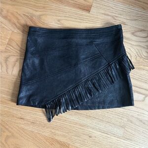 Mia Girls’ Mini Skirt W Fringes In Front, Leather Like Look, New W Tags, Size L
